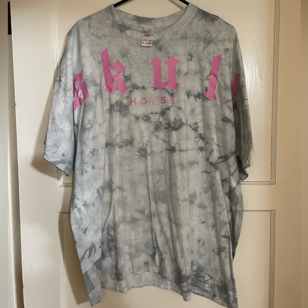 Gray Tie Dye Skull House T-shirt Size 2X NWOT